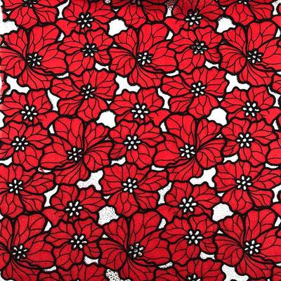 Classical Black & Red Chiffon Laser Embroidery Fabric JG523