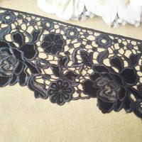 Laser embroidery 100% Polyester with Black Velvet fabric width13.5cm embroidery Lace JG719